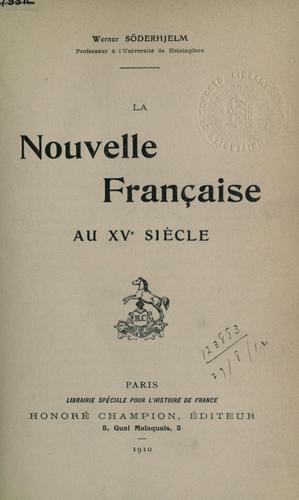Cover for La nouvelle française au 15e siecle.