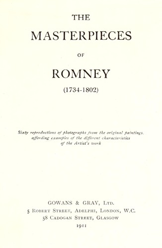 Cover for The masterpieces of Romney, 1734-1802