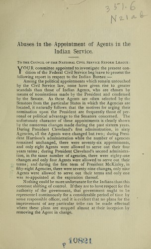 Cover for Abuses in the appointment of agents in the Indian service