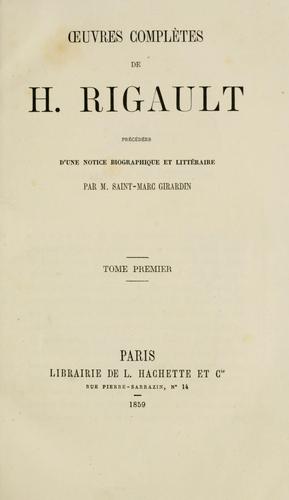 Cover for OEuvres complètes de H. Rigault.