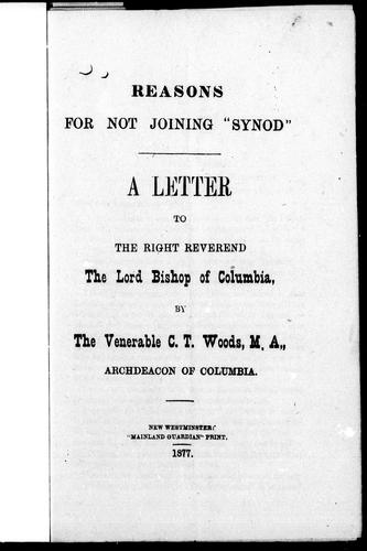 Cover for Reasons for not joining "Synod"