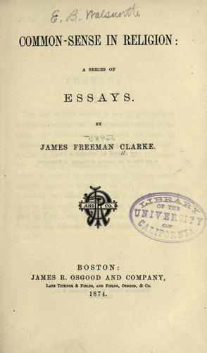 Cover for Common-sense in religion