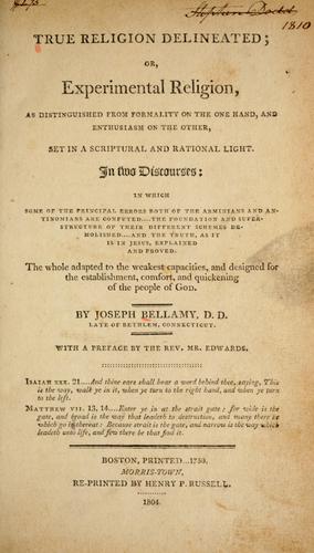 Cover for True religion delineated, or, Experimental religion