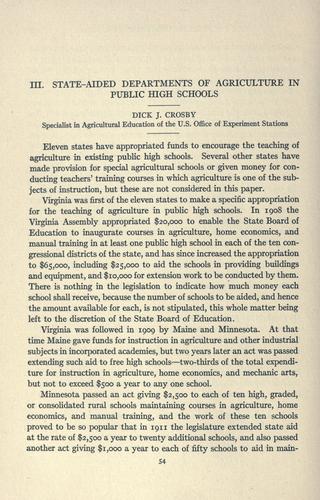 Cover for State-aided departments of agriculture in public high-schools