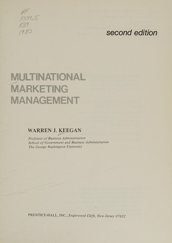Cover for Multinational marketing management