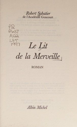 Cover for Le lit de la merveille
