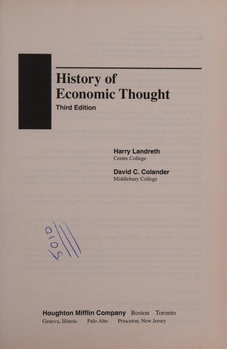 Cover for History of economic thought