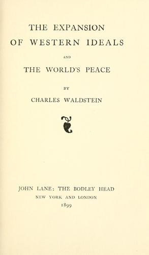 Cover for The expansion of western ideals and the world's peace