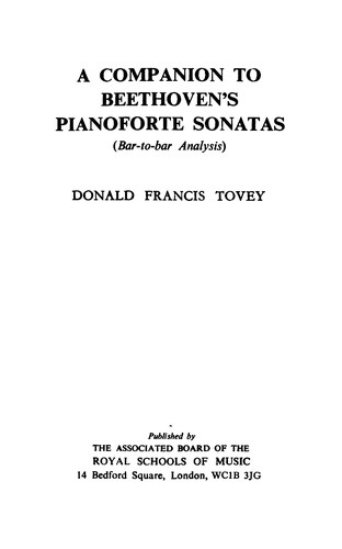 Cover for A companion to Beethoven's pianoforte sonatas
