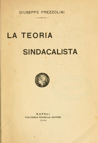 Cover for La teoria sindacalista