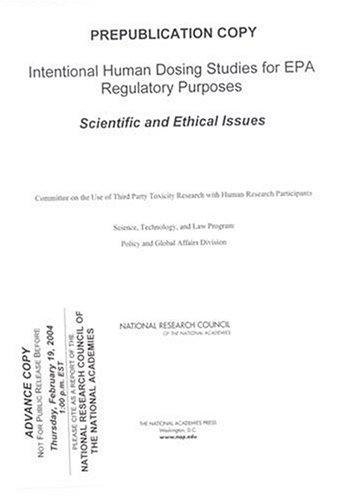 Cover for Intentional Human Dosing Studies for EPA Regulatory Purposes