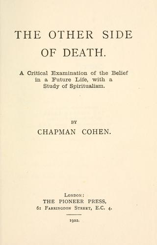 Cover for The other side of death