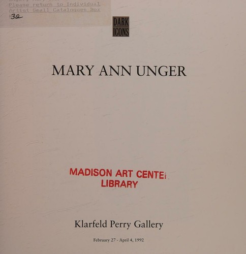 Cover for Mary Ann Unger : Dark icons