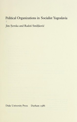 Cover for Political organizations in Socialist Yugoslavia