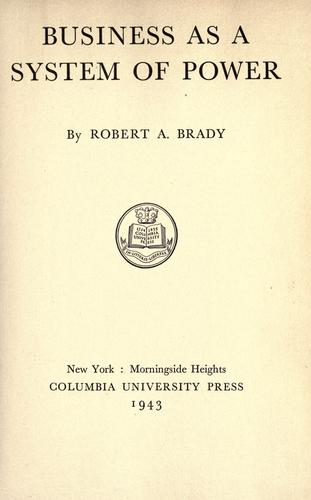 Cover for Business as a system of power