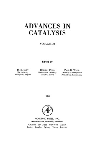 Cover for Advances in Catalysis, 34
