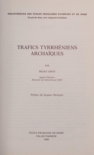 Cover for Trafics tyrrhémiens archaïques