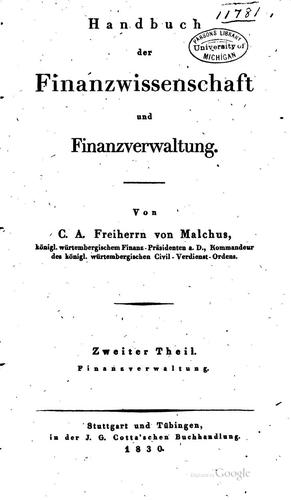 Cover for Handbuch der Finanzwissenschaft und Finanzverwaltung