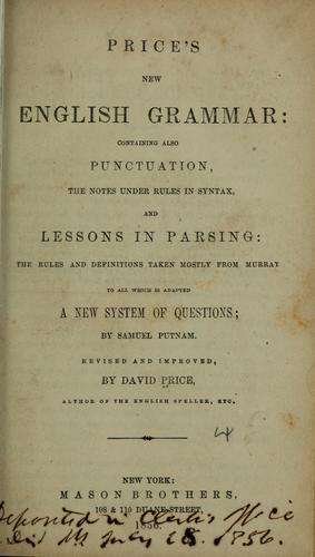 Cover for Price's new English grammar: containing also punctuation