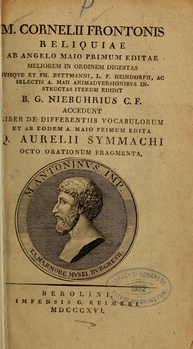 Cover for Reliquiae ab Angelo Maio primum editae meliorem in ordinem digestas...