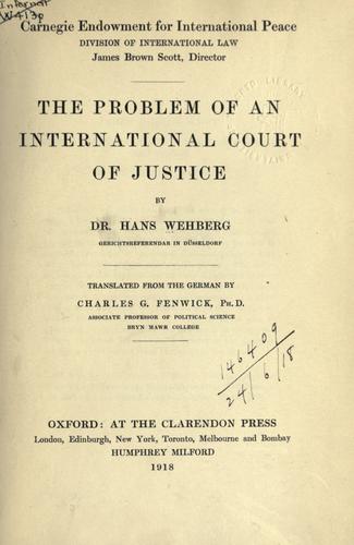 Cover for The problem of an international court of justice