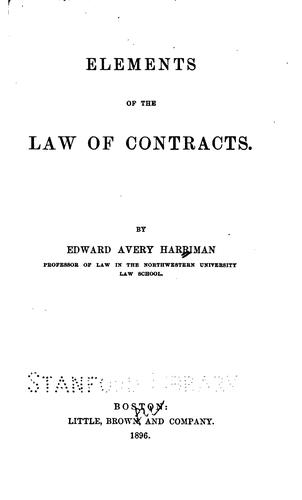 Cover for Elements of the law of contracts