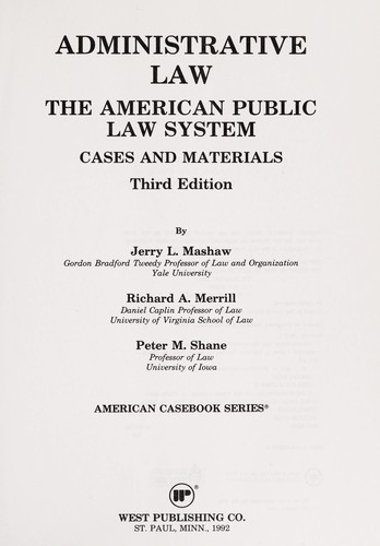 Cover for Administrative law, the American public law system