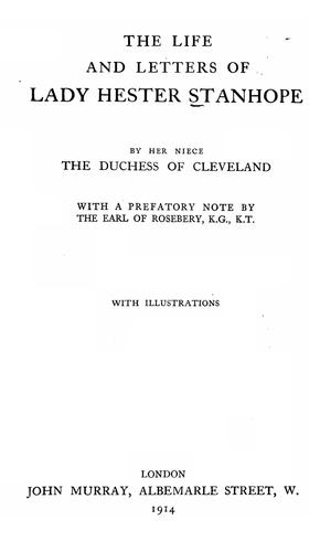 Cover for The life and letters of Lady Hester Stanhope