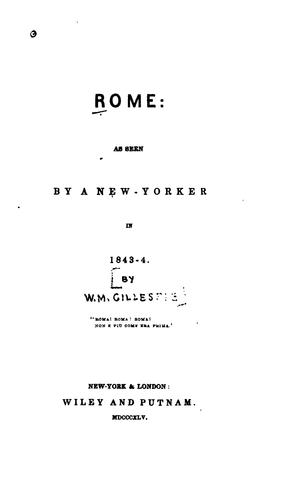 Cover for Rome: as seen by a New-Yorker in 1843-4