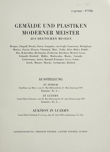 Cover for Gemälde und Plastiken moderner Meister aus deutschen Museen