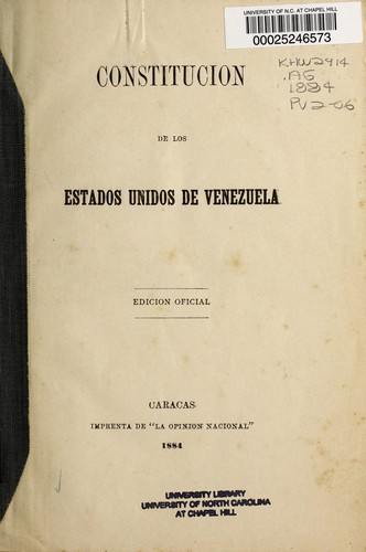 Cover for Constitución de los Estados Unidos de Venezuela