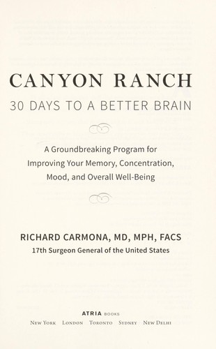 Cover for Canyon Ranch 30 days to a better brain