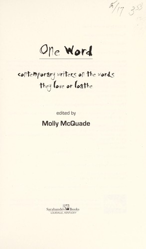 Cover for One word