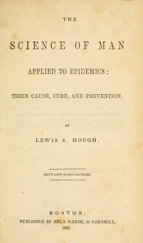 Cover for The science of man applied to epidemics