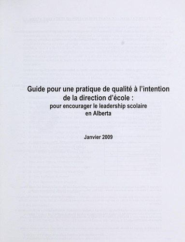 Cover for Guide pour une pratique de qualité à l'intention de la direction d'école