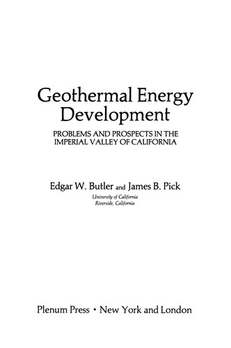Cover for Geothermal Energy Development