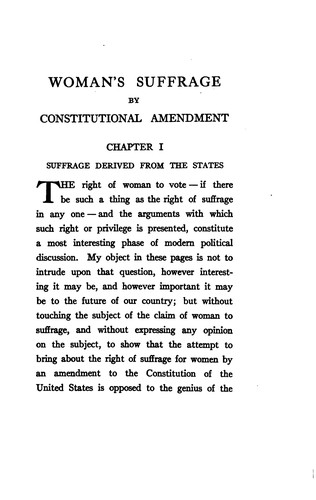 Cover for Woman's suffrage by constitutional amendment