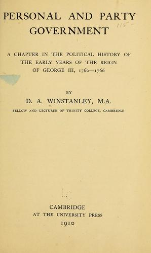 Cover for Personal and party government