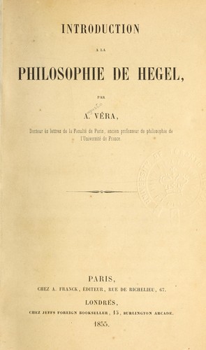Cover for Introduction à la philosophie de Hégel