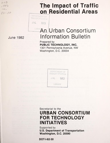 Cover for The Impact of traffic on residential areas