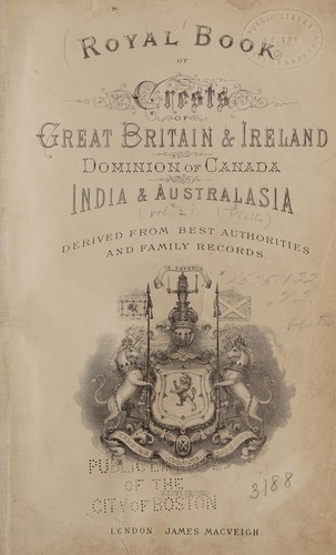 Cover for Royal book of crests of Great Britain and Ireland, Dominion of Canada, India and Australasia