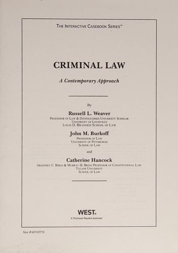 Cover for Criminal law