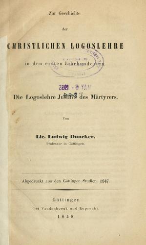 Cover for Die Logoslehre Justin's des Märtyrers