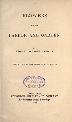 Cover for Flowers for the parlor and garden