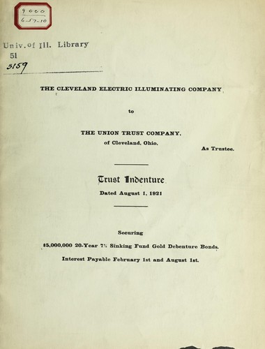 Cover for The Cleveland Electric Illuminating Company to The Union Trust Company of Cleveland