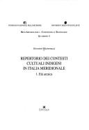 Cover for Repertorio dei contesti cultuali indigeni in Italia meridionale