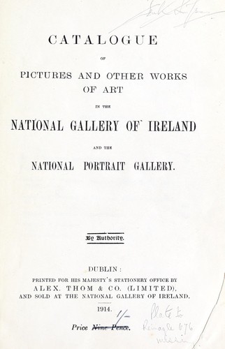 Cover for Catalogue of pictures and other works of art in the National Gallery of Ireland, and the National Portrait Gallery