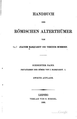 Cover for Handbuch der römischen Alterthümer
