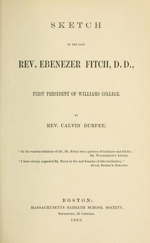 Cover for Sketch of the late Rev. Ebenezer Fitch