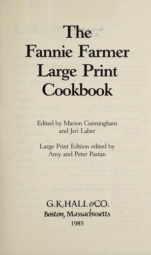 Cover for The Fannie Farmer large print cookbook